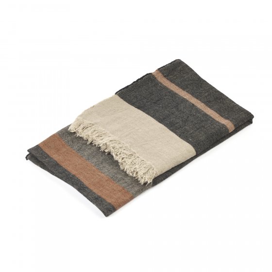 The Belgian Towel Fouta Black stripe 43x71"